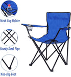 Portable Camping Chairs with Carry Bag and Cup Holder Folding Quad Chair Blue - Bosonshop