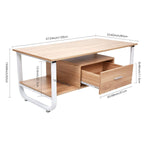 Bosonshop 47” Modern End Table with Drawer Storage Shelf Rectangular Side Table