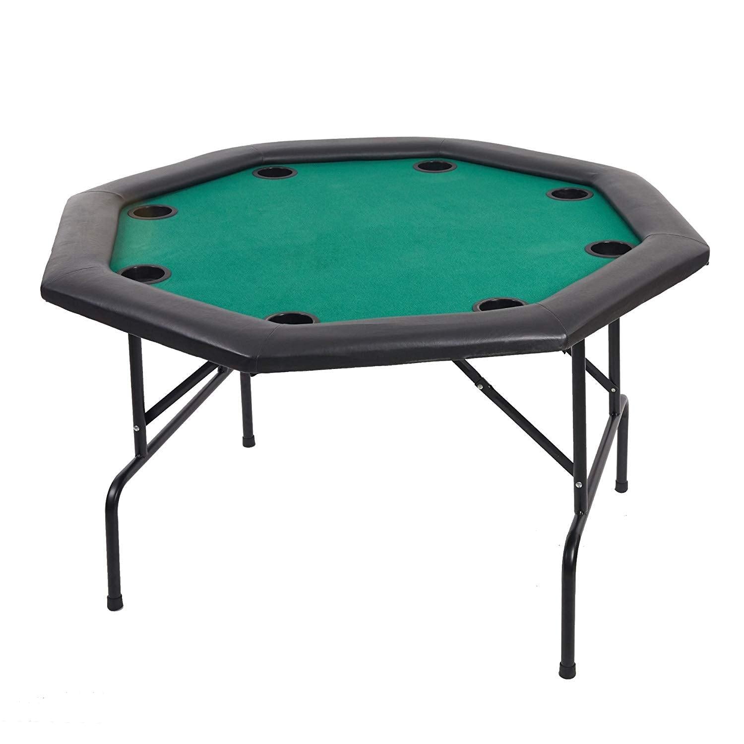 Bosonshop 48” Octagon Folding Poker Table Folding Steel Legs and Cup Holders Forest Green