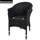 Bosonshop Outdoor Dining Rattan Chairs Patio Garden Furniture with Seat Cushions, Black