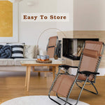 Bosonshop Zero Gravity Reclining Lounge Patio Chairs, 2PC, Brown