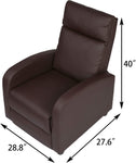 Recliner Chair PU Leather Single Sofa Adjustable Home Theater Seating Recliner Sofa for Living Room & Bedroom, Brown - Bosonshop