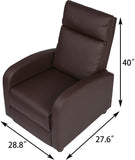 Recliner Chair PU Leather Single Sofa Adjustable Home Theater Seating Recliner Sofa for Living Room & Bedroom, Brown - Bosonshop