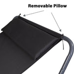 Lounge Chair for Outside, Patio Rocking Chaise w/ Detachable Pillow for Camping