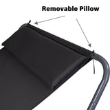 Lounge Chair for Outside, Patio Rocking Chaise w/ Detachable Pillow for Camping