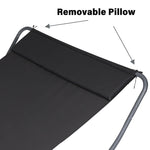 Double Lounge Chair for Outside, Patio Rocking Chaise with Detachable Pillow