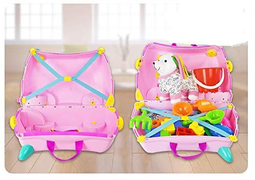 Bosonshop Kid's Ride On Roll Suitcase Travel Luggage & Storage Bag, Pink