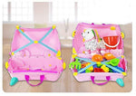Bosonshop Kid's Ride On Roll Suitcase Travel Luggage & Storage Bag, Pink