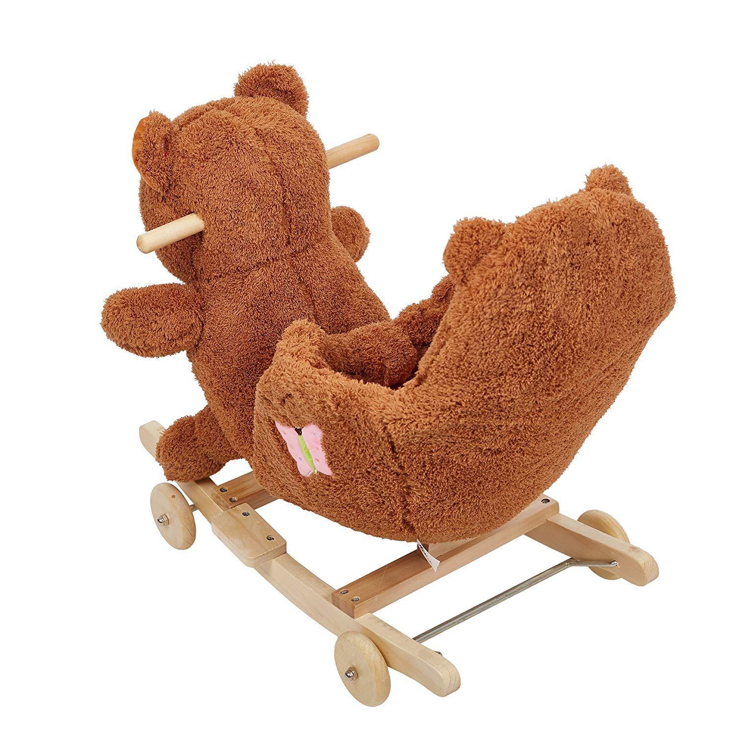 Bosonshop Wooden& Plush Rocking Horse for 1-3 Years Old Toddlers