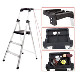 Bosonshop Folding Portable 3 Steps Anti-Slip Step Ladder 330Lbs Load Capacity with Tool Tray
