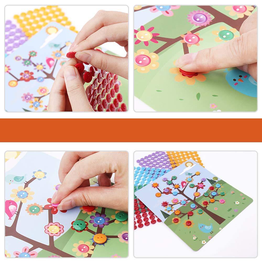 Bosonshop DIY Handmade Art Kits for Kids Button Sticker Mosaic Color Matching Fastener Art with 8 Dot Markers