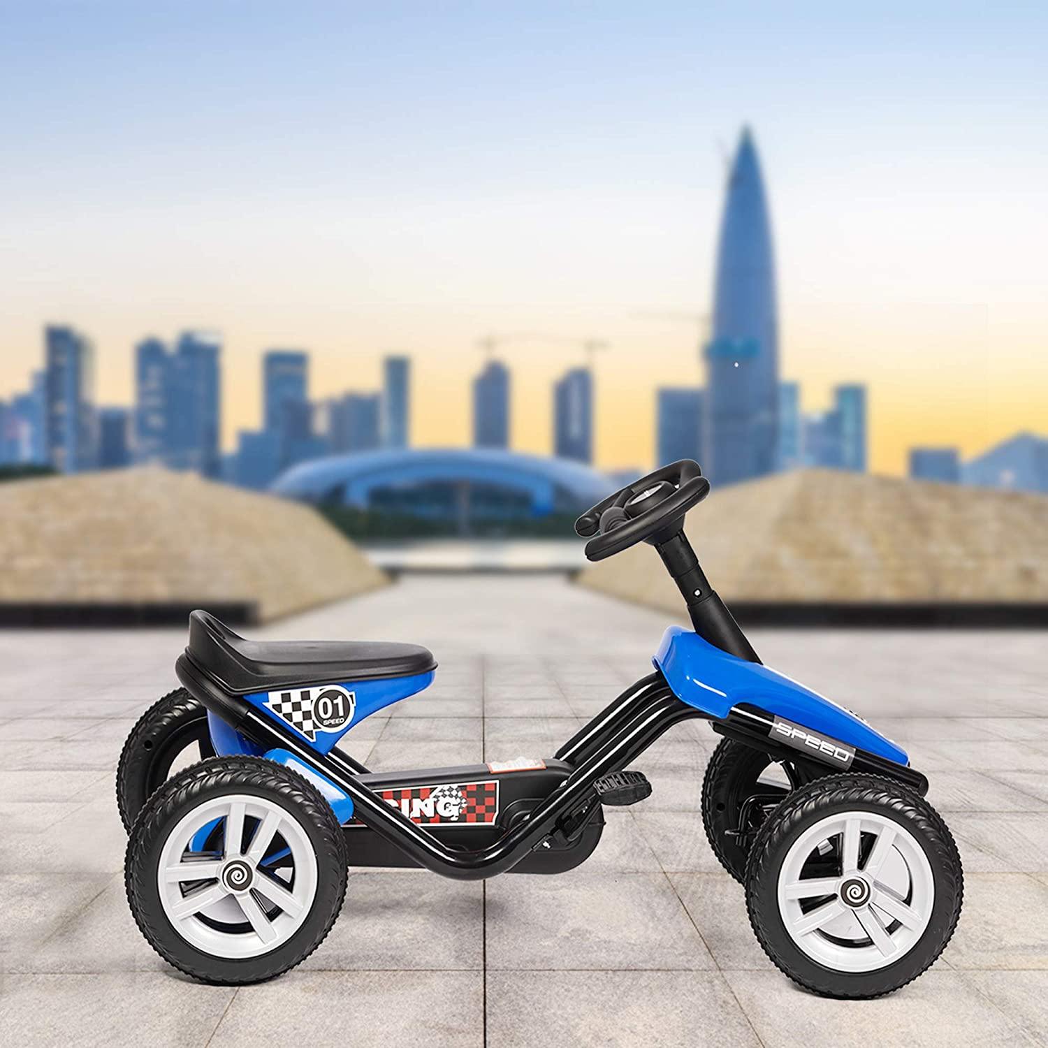Pedal Go Kart Ride on Toys 4 Wheel Kids' Pedal Car Racer with EVA Rubber Tires for Outdoor for Boys & Girls - Bosonshop