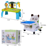 Toddler Health Care Booster Seat for Dining Table Baby Folding Portable Travel High Chair with Tray and Activity Center and Wheels and Soft Cushion - Bosonshop