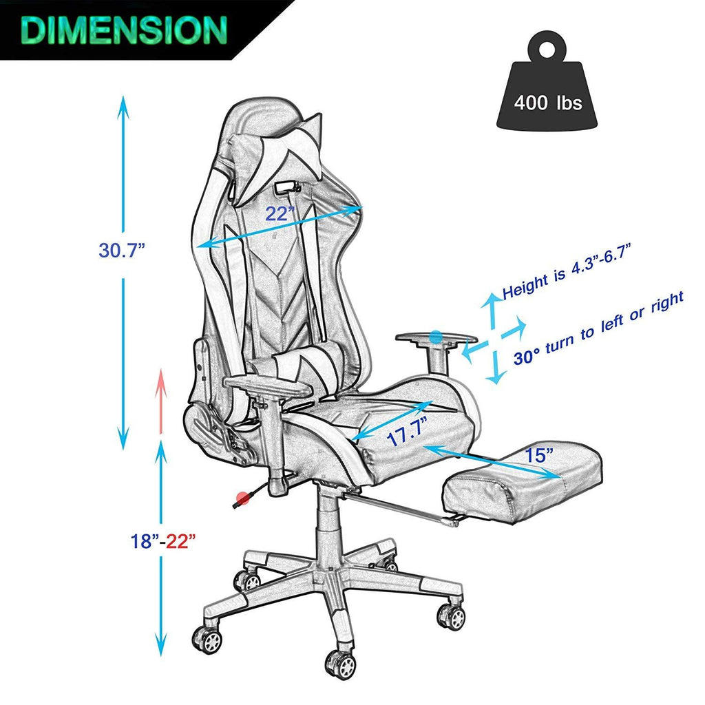 Gaming Desk Chair Ergonomic Office Chair with Footrest Racing Style