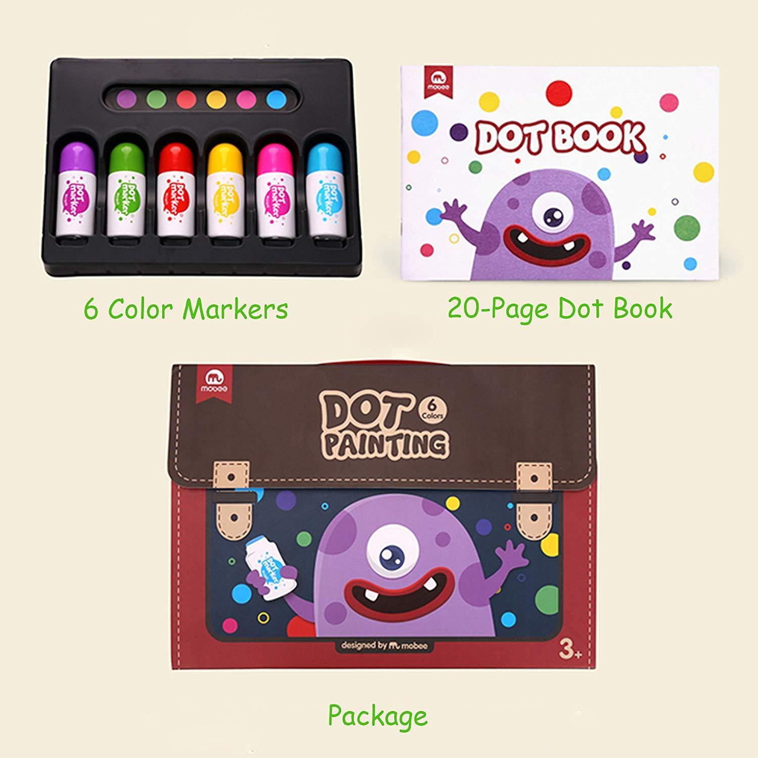 Bosonshop Dot Markers 6 Colors 20 Pages Dot Book Fun Art Paint Craft Kit Kids Preschool Educational Toys