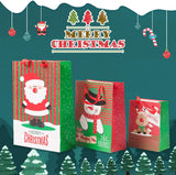 12 Pack Assorted Christmas Gift Bags with Small Medium Large Size, 4 Xmas Pattern Holiday Gift Bags with Tissue Paper, Bright - Bosonshop