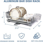 Dish Drying Rack with 360° Swivel Drain Board and Drain Spout, Grey - Bosonshop