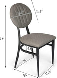 Set of 2 Mid-Century Modern Dining Room Chair with Round Striped Back Cushion Metal Frame Classy Kitchen Side Chair Simple Dining Chair, Grey - Bosonshop