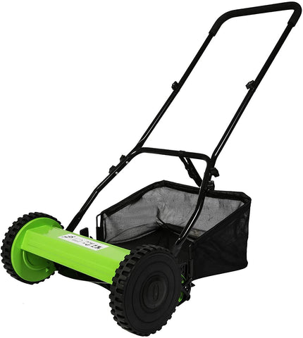 16 in. Manual Reel Push Walk Behind Mower Adjustable 5-Blade Push Lawn Mower with Catcher - Bosonshop