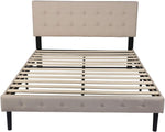 14 Inch Upholstered Platform Bed Frame with Headboard Mattress Foundation with Wood Slat Support No Box Spring Needed Beige (Full) - Bosonshop