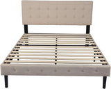 14 Inch Upholstered Platform Bed Frame with Headboard Mattress Foundation with Wood Slat Support No Box Spring Needed Beige (Full) - Bosonshop