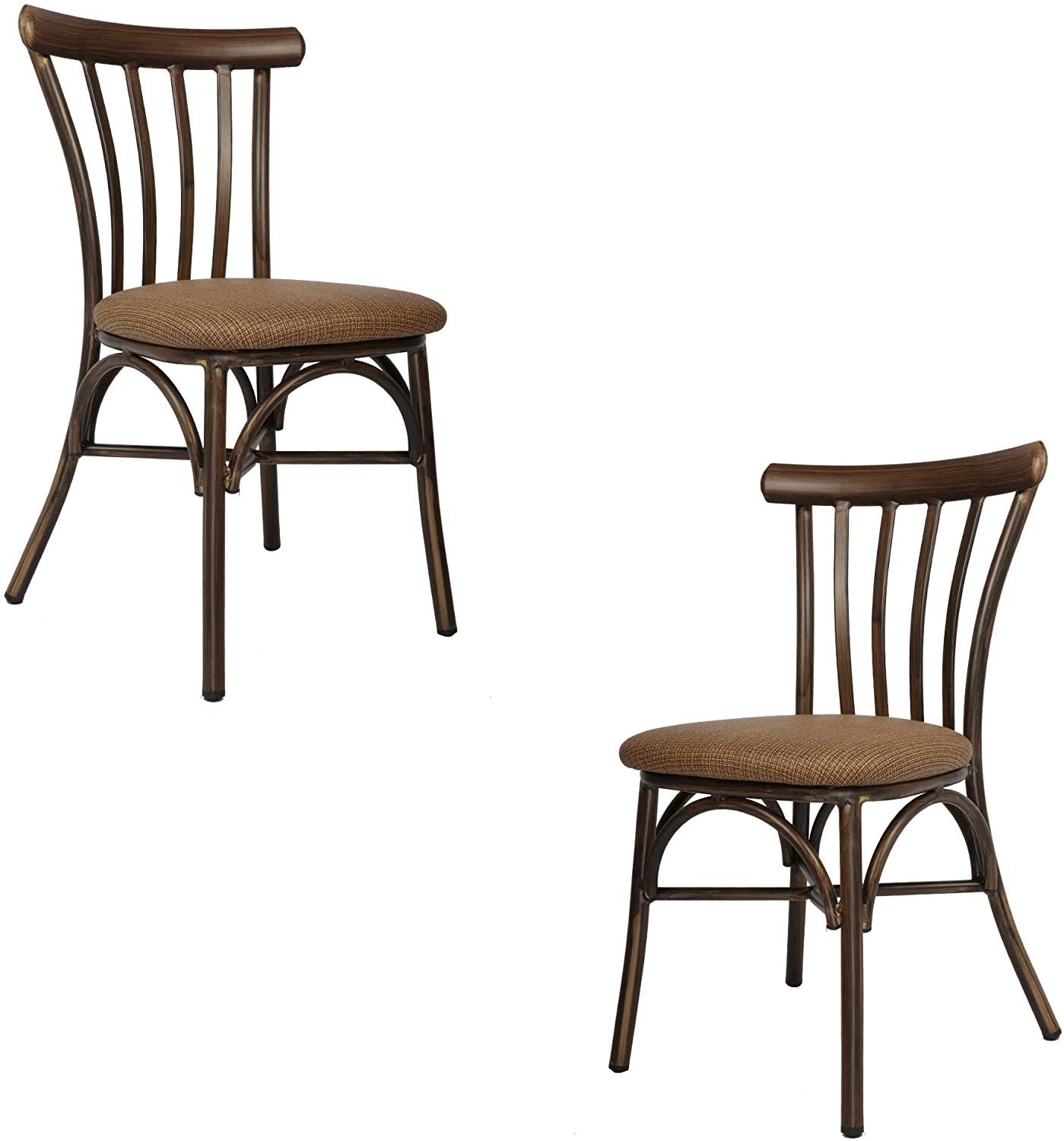2 PCS Upholstered Dining Chairs Set, Aluminum Frame With Wood Finish, Modern PU Seat Style Suitable For Home And Restaurant Use, Coffee - Bosonshop