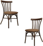 2 PCS Upholstered Dining Chairs Set, Aluminum Frame With Wood Finish, Modern PU Seat Style Suitable For Home And Restaurant Use, Coffee - Bosonshop