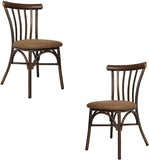 2 PCS Upholstered Dining Chairs Set, Aluminum Frame With Wood Finish, Modern PU Seat Style Suitable For Home And Restaurant Use, Coffee - Bosonshop