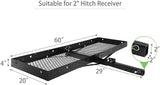 60 x 20-inch Hitch Folding Cargo Carrier Mount, Fit 2” Receiver, 500 LBS Capacity Mesh Hitch Cargo Rack - Bosonshop