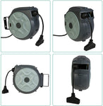 Retractable Extension Cord Reel 50FT+ 3FT Electric Cord Reel, Adjustable Stopper, 180°Swivel Ceiling or Wall Mount - Bosonshop