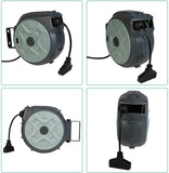 Retractable Extension Cord Reel 50FT+ 3FT Electric Cord Reel, Adjustable Stopper, 180°Swivel Ceiling or Wall Mount - Bosonshop