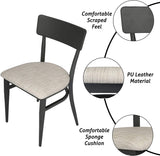 Mid-Century Dining Chairs Set of 2, w/Simple Curved Back & PU Leather Cushion, Rubber Iron Frame Chairs - Bosonshop