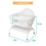 Baby Bassinet Bedside Sleeper Folding Crib with 4 Wheels, Newborn Infant Bed with Soft Comfort Mattress - Bosonshop