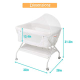 Baby Bassinet Bedside Sleeper Folding Crib with 4 Wheels, Newborn Infant Bed with Soft Comfort Mattress - Bosonshop