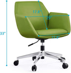 Low Back Swivel Chair PU Leather Adjustable Executive Upholstered Ergonomic Home Office Chair with Thick Padding Armrest & Lumbar Support - Bosonshop