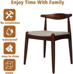2PCs Dining Chairs, Mid-Century Side Modern Chairs with Faux Leather Cushion and Curved Backrest Low-Back Dining Chairs - Bosonshop