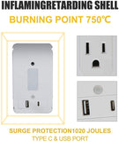 Socket Shelf Outlet-2 Pack Surge Protector Extender Multiple Outlet Wall Plug with USB A+C Ports(3.4A Total), 6 AC Outlets, Removable Outlet Shelf - Bosonshop