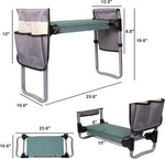 Outdoor 2-in-1 Garden Stool and Kneeler Gardening Bench for Kneeling or Sitting with Tool Bag Pouch Foldable Garden Bench