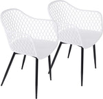 Dining Chair Set of 2 Mid Century Modern Molded Shell Plastic Chair Hollow Out Arm Chair with Iron Metal Leg 330 lbs 18 inch Seat Height Dos Sillas - Bosonshop