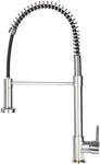 Commercial Kitchen Faucet with Pull Down Sprayer, High Arc Stainless Steel, 360 Swivel Single Handle Single Hole Spring Sink Faucet, Chrome - Bosonshop
