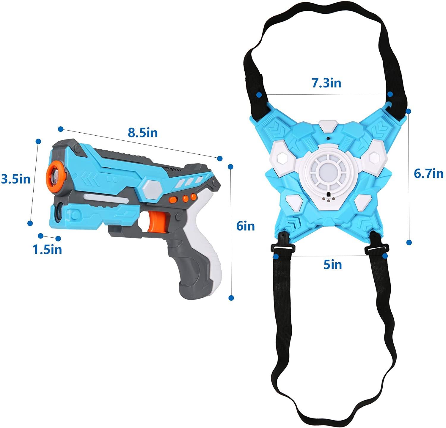Kids Toys Gun with Vest for Boys Girls Target Shooting Game Toy, Indoor Outdoor Practice Aiming for 1-Player +, Blue - Bosonshop