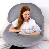 C-Shape Full Body Pillow 55 Inch Maternity Pillow with Washable Velvet Cover Nursing Support Cushion, Support for Back - Bosonshop