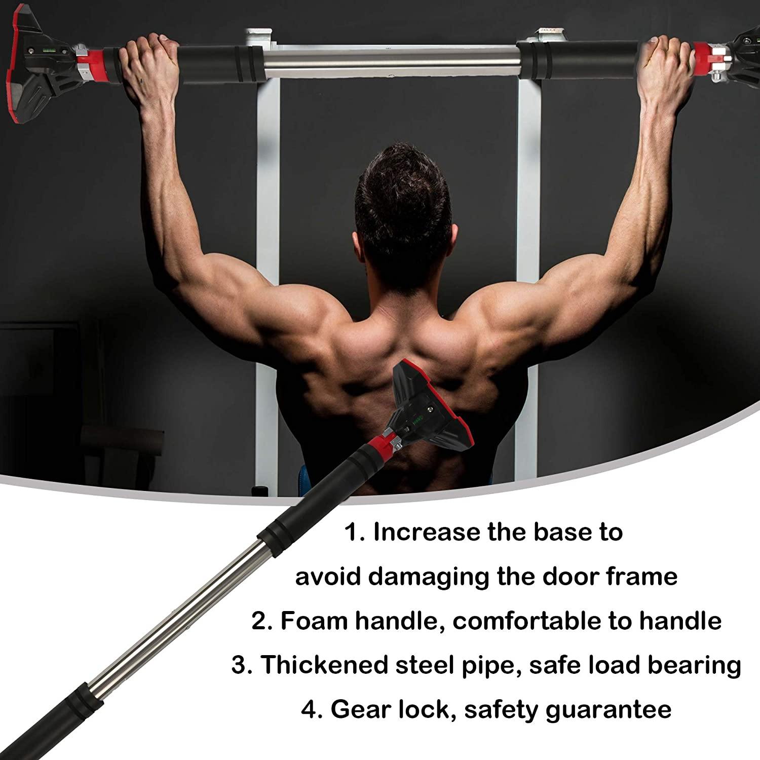 Doorway Pull up Bar Multifunctional Locking Chin Up Bar Adjustable Width Horizontal Bars on The Door Max Support 440LBS for Home Gym Exercise - Bosonshop