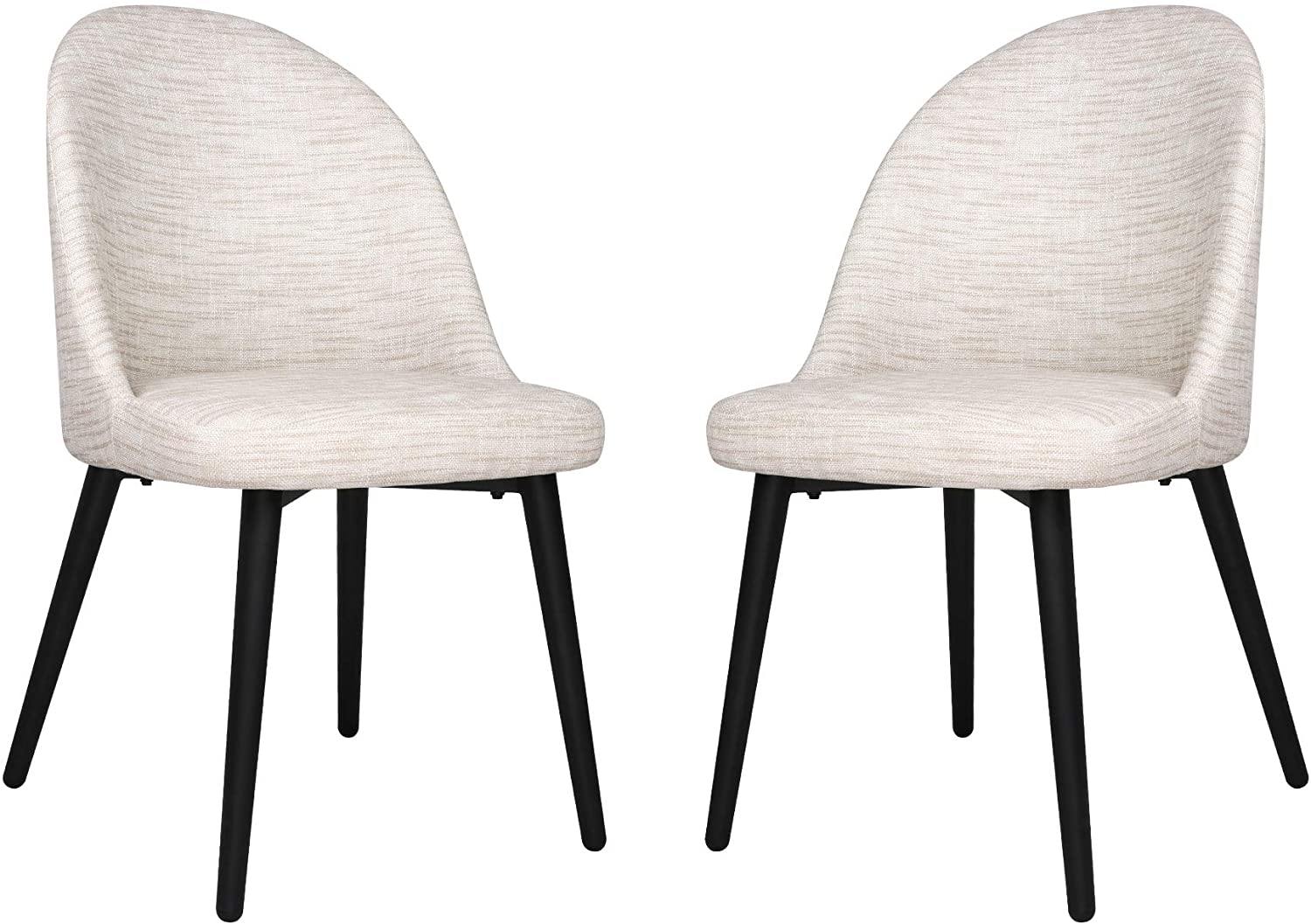 Classic Dining Chair Set of 2, Modern Style Family Leisure Chair with Stainless Steel Legs, PU Leather Mid Back Side Chair, White - Bosonshop