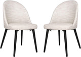 Classic Dining Chair Set of 2, Modern Style Family Leisure Chair with Stainless Steel Legs, PU Leather Mid Back Side Chair, White - Bosonshop
