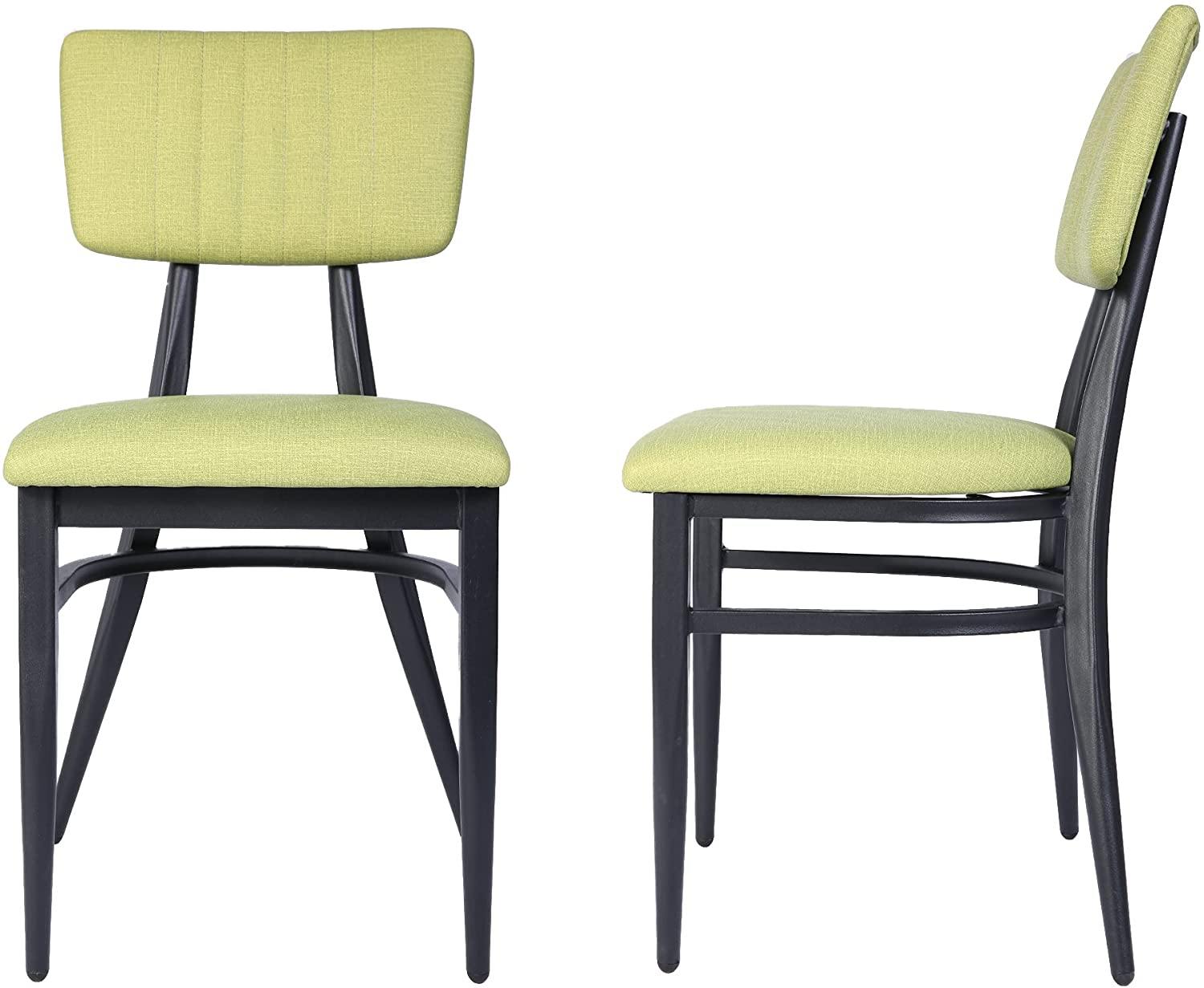 Mid-Century Set of 2 Modern Dining Room Chair with Cushion Metal Frame Classy Kitchen Side Chair for Pub Coffee Shop Bistro, Green - Bosonshop
