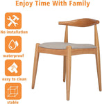 2PCs Dining Chairs, Mid-Century Side Modern Chairs with Faux Leather Cushion & Curved Backrest Low-Back Dining Chairs - Bosonshop