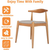 2PCs Dining Chairs, Mid-Century Side Modern Chairs with Faux Leather Cushion & Curved Backrest Low-Back Dining Chairs - Bosonshop