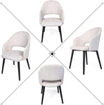 Set of 2 White Leather Dining Chairs, Armchair with Sturdy Metal Frame and Upholstered Vinyl Seat - Bosonshop