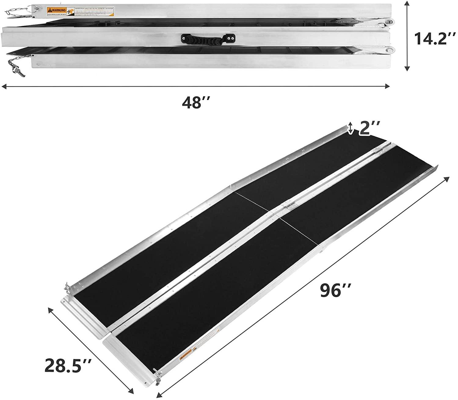 8Ft Ramp For Wheelchair, Multi-fold Wheelchair Ramps, w/Anti-Slip Carpeted Stairs, Mobility Handicap Suitcase For Doorways, Stairs, Mobility Scooter - Bosonshop